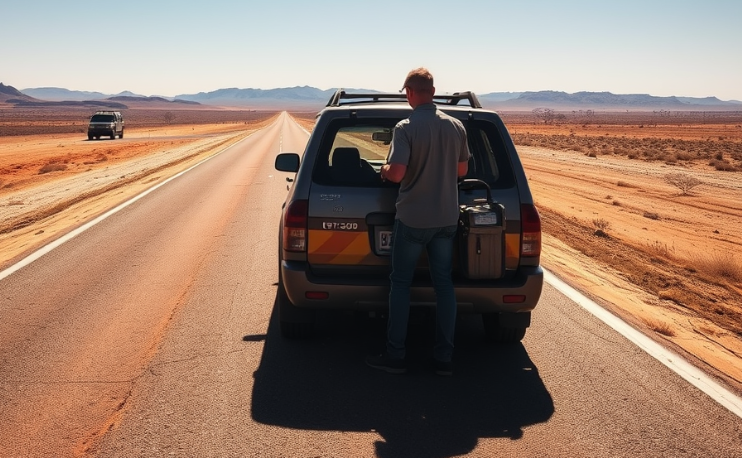 a person travelling on a car is facing a fuel-related issues