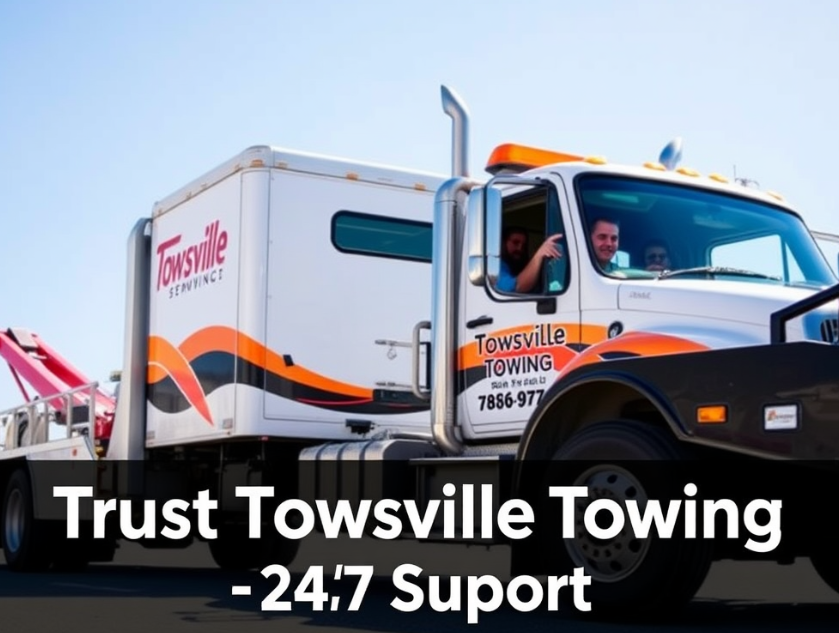 Townsville Towing company offering professional roadside assistance with a clean tow truck and helpful service.