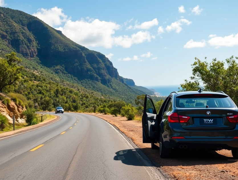 Mechanic inspecting a car on a sunny Australian road near Townsville to prevent breakdowns.